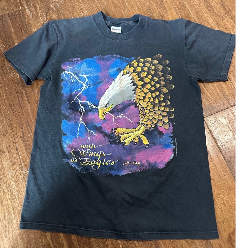 Vintage 90s Living Epistles Super Hi-Cru Eagle Lightning T-Shirt Mens M USA Made